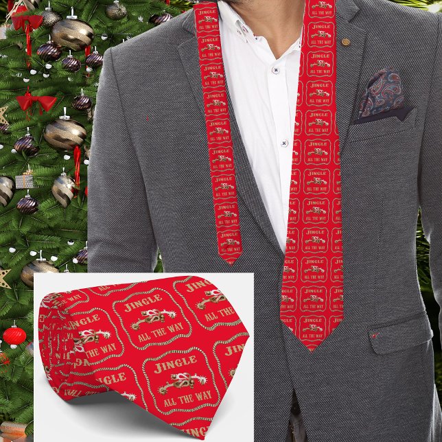 Western Cowboy Spurs Jingle All The Way Red Tie (Creator Uploaded)