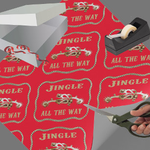 Western Cowboy Spurs Jingle All The Way Wrapping Paper