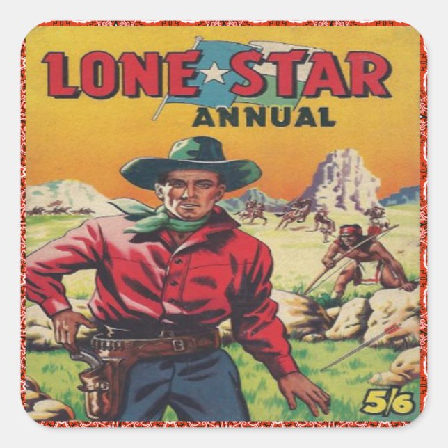 Western Cowboy Square Sticker (Front)