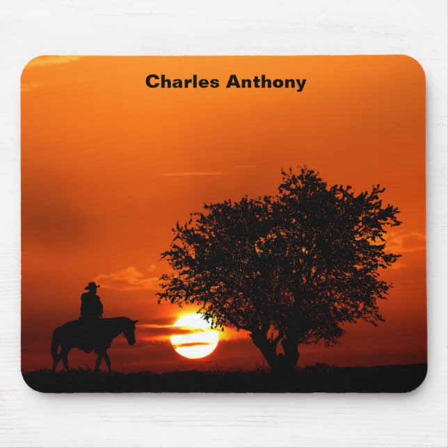 Western Cowboy Sunset  Mouse Pad (Front)