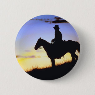 Western Cowboy Sunset Silhouette 6 Cm Round Badge