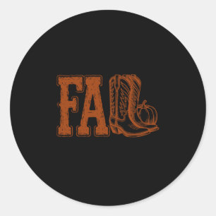 Western Cowboy Thanksgiving Fall Boots Pumpkin Cow Classic Round Sticker