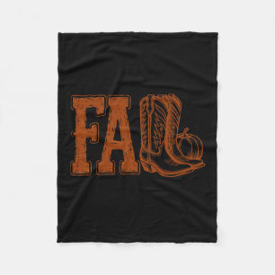 Western Cowboy Thanksgiving Fall Boots Pumpkin Cow Fleece Blanket