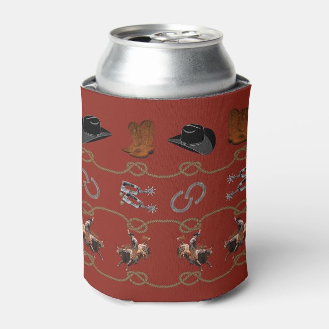 Western Cowboy Theme Can Cooler (Can Front)
