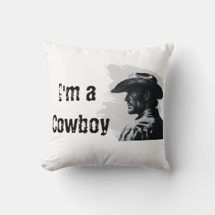 Western Cowboy Throw Pillow   Gifts for Him