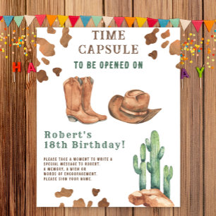 Western Cowboy Time Capsule 1st birthday Poster
