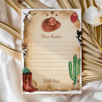 Western Cowboy Time Capsule Note Message Card