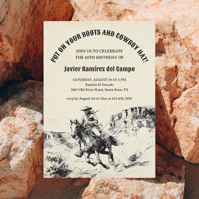 Western Cowboy Vaquero Wild West Horse Birthday Invitation (Creator Uploaded)