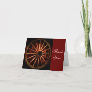 Western Cowboy Wagon Wheel Thank You Cards
