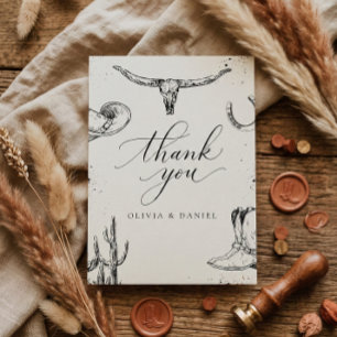 Western Cowboy Wedding Thank You Card