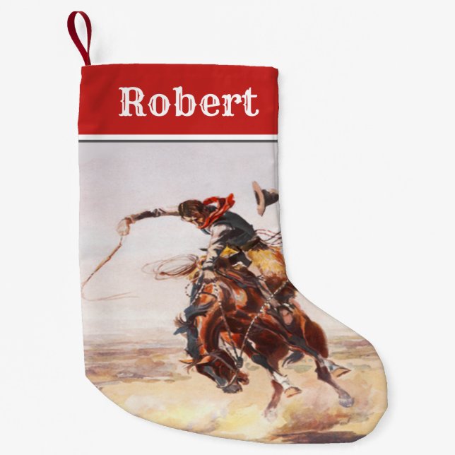Western Cowboy Wild West Bucking Horse 2 Small Christmas Stocking (Front)