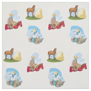 Western Cowboys And Horses ANY COLOR Fabric