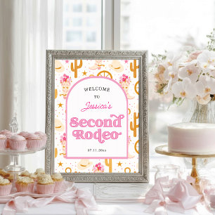 Western Cowgirl 2nd Rodeo Birthday Party Welcome Poster