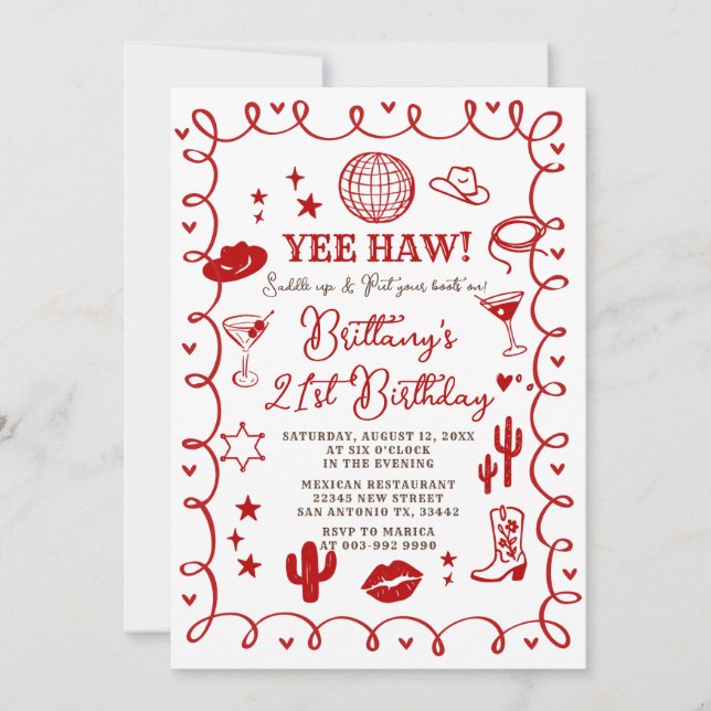 Western Cowgirl 30th Birthday Invitation (Front)