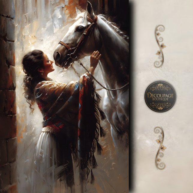 Western Cowgirl and Horse Art Decoupage Tissue Paper (Western Cowgirl and Horse Art Decoupage Tissue Paper)