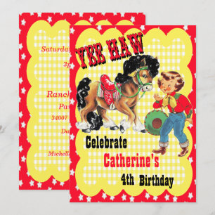 Western Cowgirl And Horse Birthday Party Invitatio Invitation