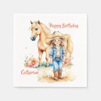 Western Cowgirl and Horse Personalised Birthday