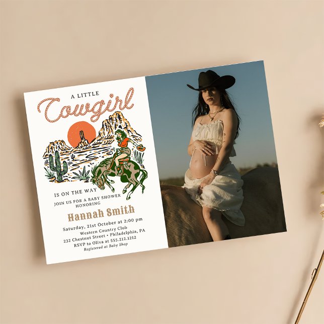 Western Cowgirl Baby Shower Photo Invitation (Creator Uploaded)