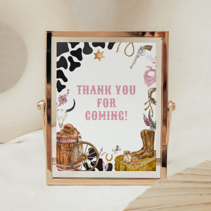 Western Cowgirl Baby Shower Thank you for Coming Poster