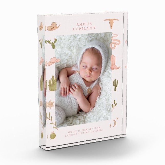 Western Cowgirl Baby Vertical Photo Keepsake  (Left)