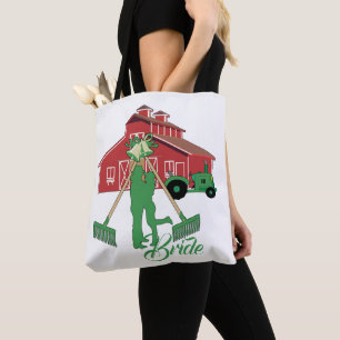 Western Cowgirl Barn Farm Wedding Bride Tote Bag