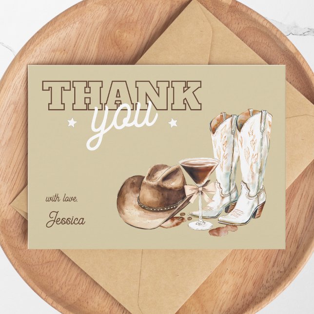 Western Cowgirl Beige Dirty Thirty 30th Birthday Thank You Card (Western Cowgirl Beige Dirty Thirty 30th Birthday Thank You Card)