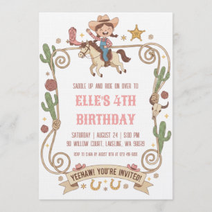 western cowgirl birthday invitations