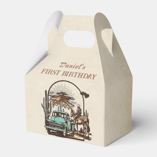 Western Cowgirl Birthday Party Favour Box (Front Side)