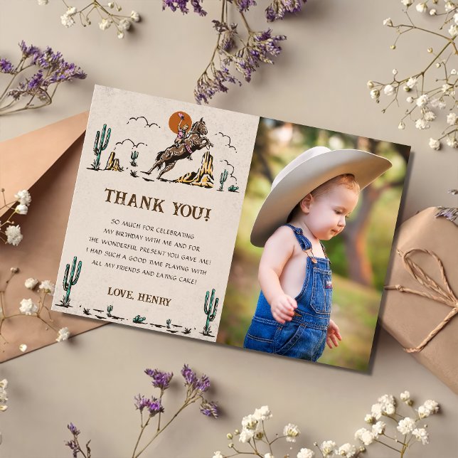 Western Cowgirl Birthday Party Thank You Card  (Creator Uploaded)