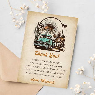 Western Cowgirl Birthday Party Thank You Card