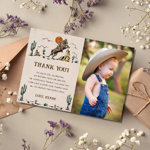 Western Cowgirl Birthday Party Thank You Card 