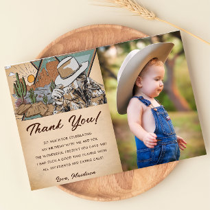 Western Cowgirl Birthday Party Thank You Card 
