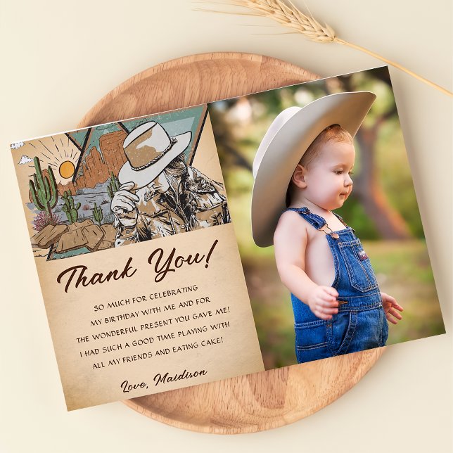 Western Cowgirl Birthday Party Thank You Card  (Creator Uploaded)