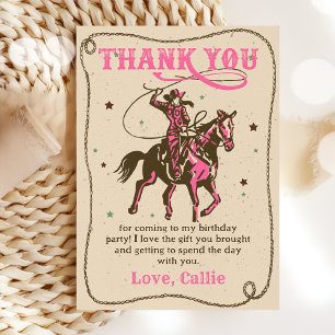 Western Cowgirl Birthday Party Thank You Card
