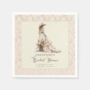 Western Cowgirl Boots and Lace Bridal Shower  Napkin
