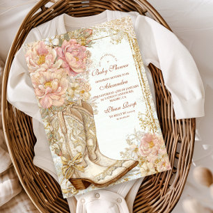 Western Cowgirl Boots Floral Baby Shower