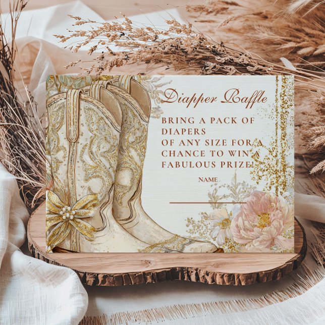 Western Cowgirl Boots Floral Diapper Raffle  Enclosure Card (Creator Uploaded)