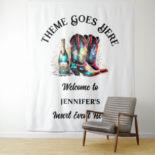 Western cowgirl boots iridescent sparkling wine  tapestry