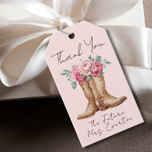 Western Cowgirl Bridal Shower Blush Pink Thank You Gift Tags