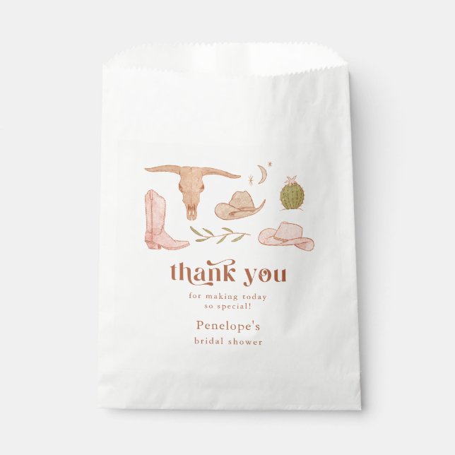 Western Cowgirl Bridal Shower  Favour Bag (Front)