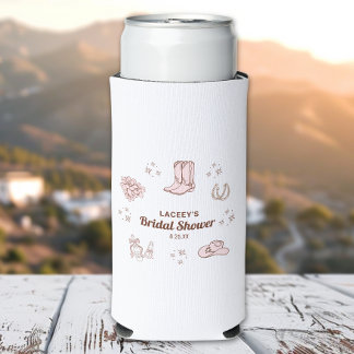 Western Cowgirl Bridal Shower Party Favour Seltzer Can Cooler