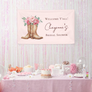 Western Cowgirl Bridal Shower Pink Floral Welcome Banner
