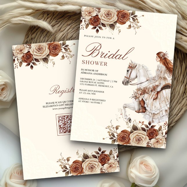 Western Cowgirl Bride Riding Horse Bridal Shower Invitation (Creator Uploaded)