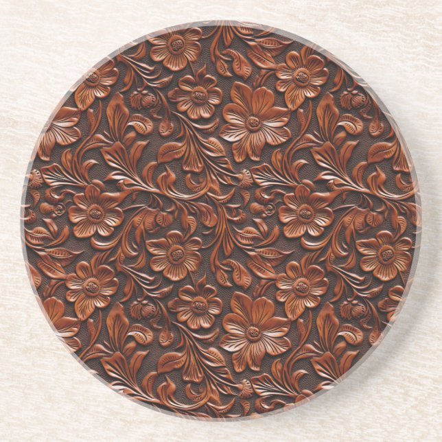 Western Cowgirl Brown Floral Coaster (Front)