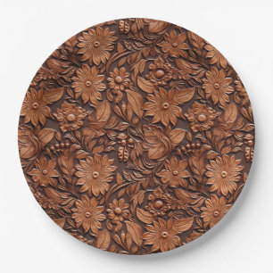 Western Cowgirl Brown Floral  Paper Plate