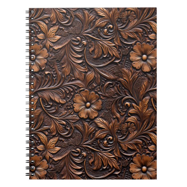 Western Cowgirl Brown Flowers Notebook (Front)