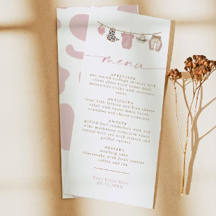 Western Cowgirl Clothesline Baby Shower Menu Card