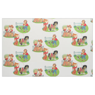 Western Cowgirl Cowboy Kids Horse Fabric 9"