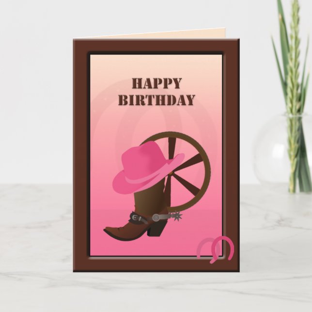Western Cowgirl Custom Birthday Card (Front)