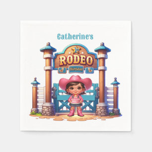 Western Cowgirl First Rodeo Birthday Custom Napkin